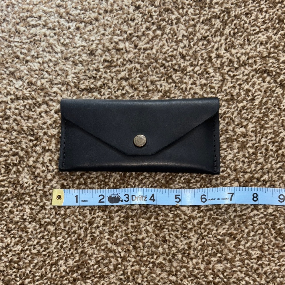 Portland Leather Goods Long Envelope Wallet in Smooth Black